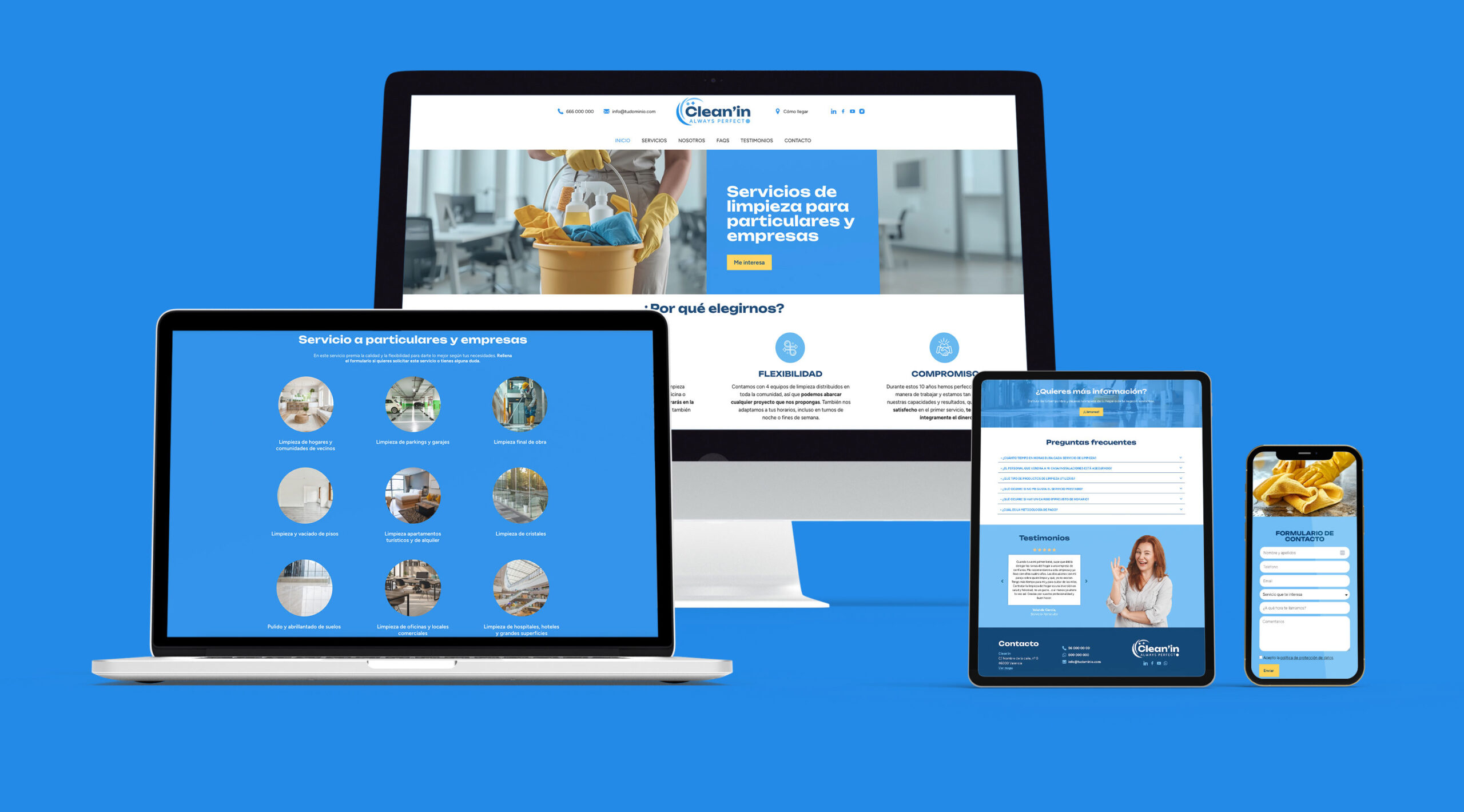 Página Web de Alquiler para empresa de limpieza